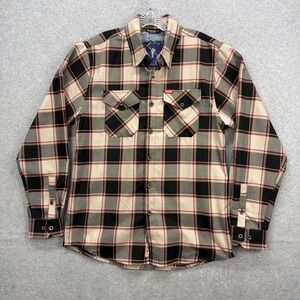 Dixxon Flannel Shirt Men Medium Black Tan Plaid The Johnstown Long Sleeve D-Tech
